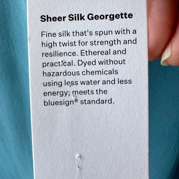 NWT Eileen Fisher Silk Georgette Top L/XL River Blue Flowy Lagenlook Minimalist - Picture 7 of 10